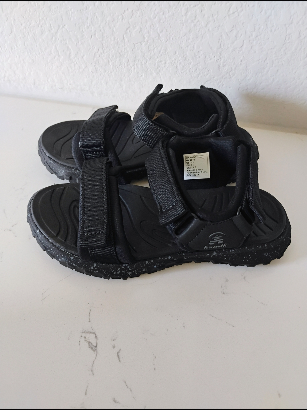 Kamik Black Youth Adjustable Strap Sandals